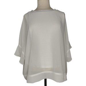 Zara White Layered Chiffon Top S Soft Angelic Ethereal Tank Flowy Romantic